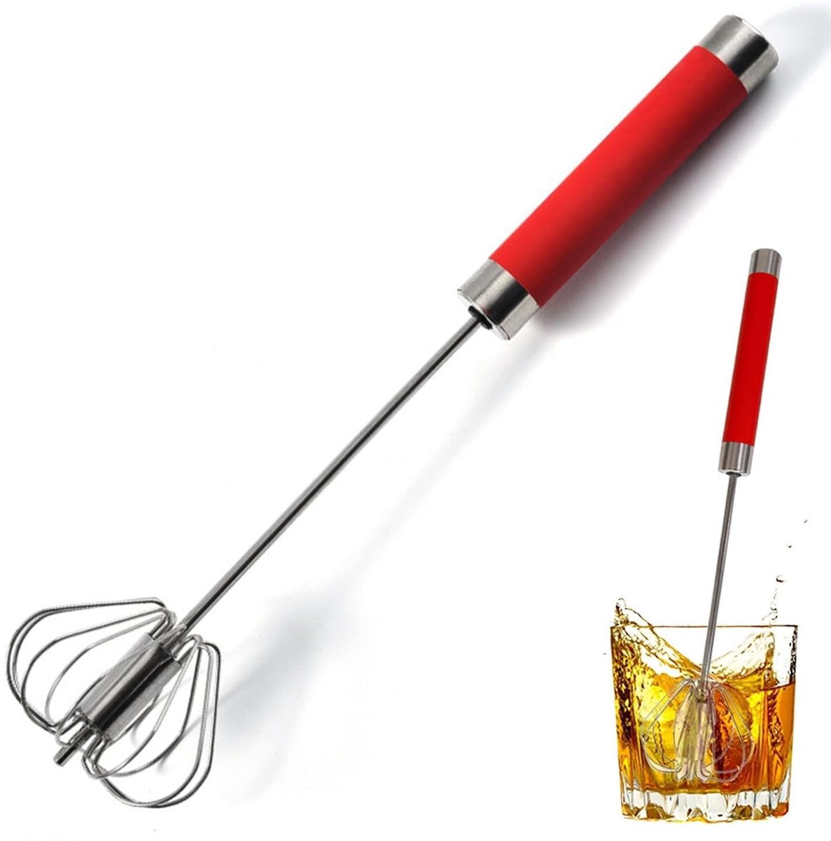Stainless Steel Semi-Automatische Eierklopper - Hand Push Whisk voor Thuisgebruik