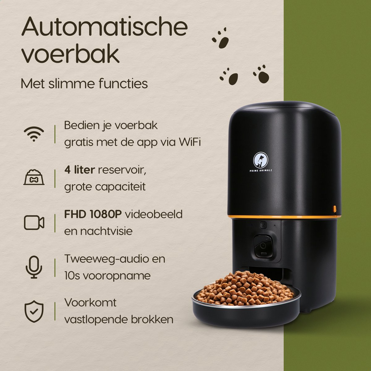 Prime AnimalZ Compacte Automatische Voerbak met stoomborstel - afbeelding 2