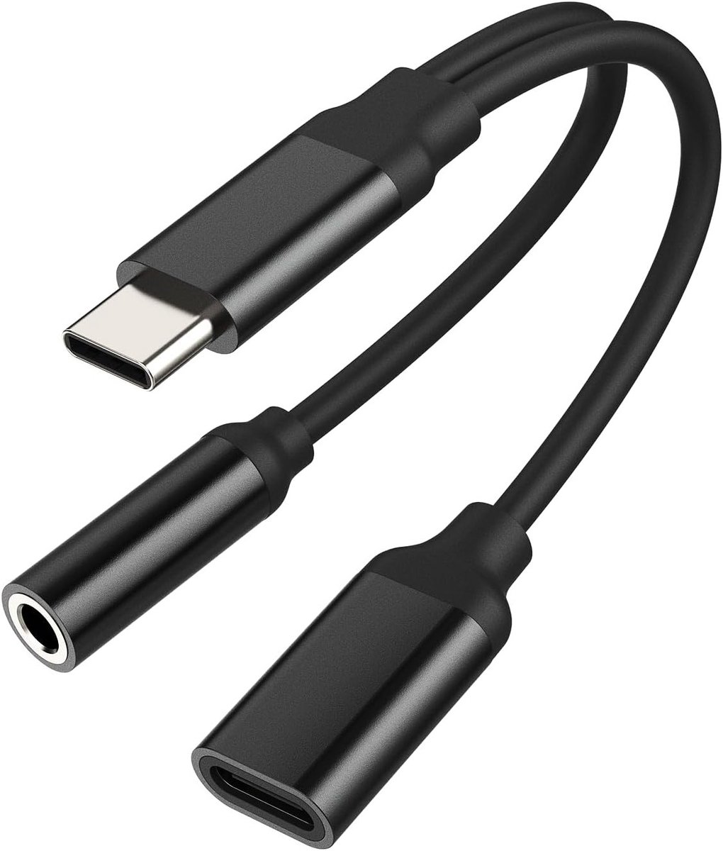 USB C Adapter met 3.5mm Jack voor Hoofdtelefoons en Snellader, Compatibel met iPhone 15, Samsung en iPad Pro, Ideaal voor Audio en Opladen