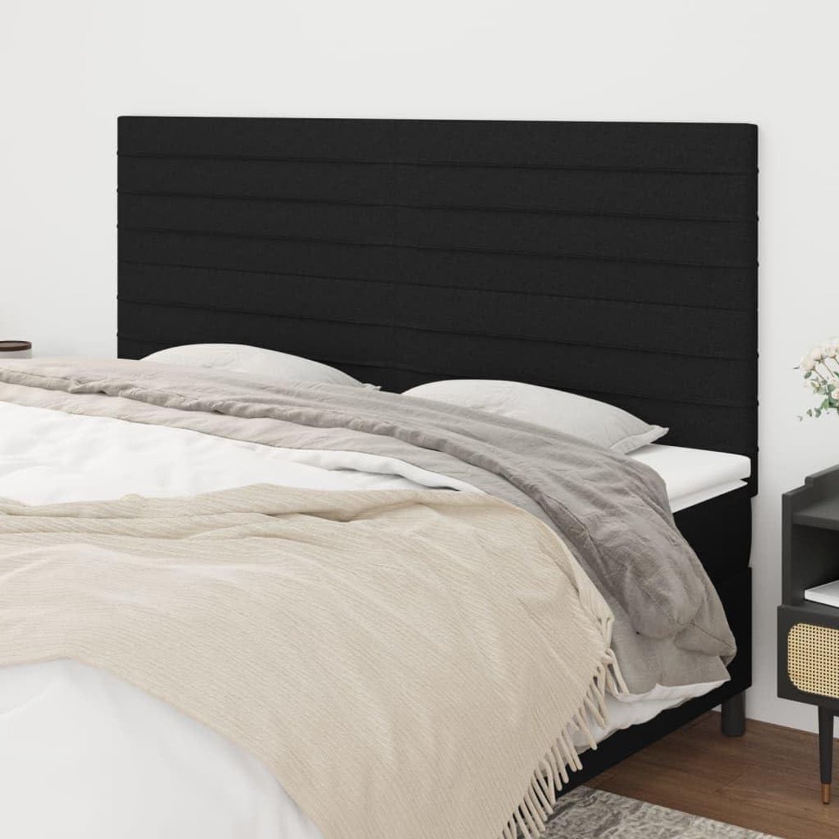 Hoofdbord 4 stuks - Bed achterwand - Slaapkamer decoratie - Verstelbare hoogte - 100x5x78/88 cm - Zwart
