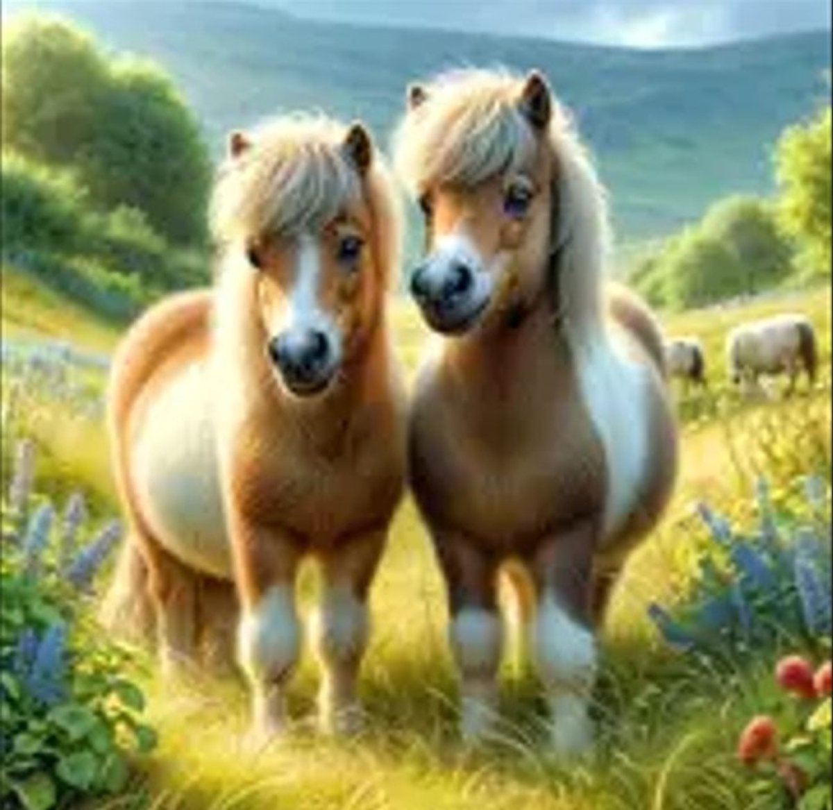 Diamond painting set paarden in de wei 20x20cm