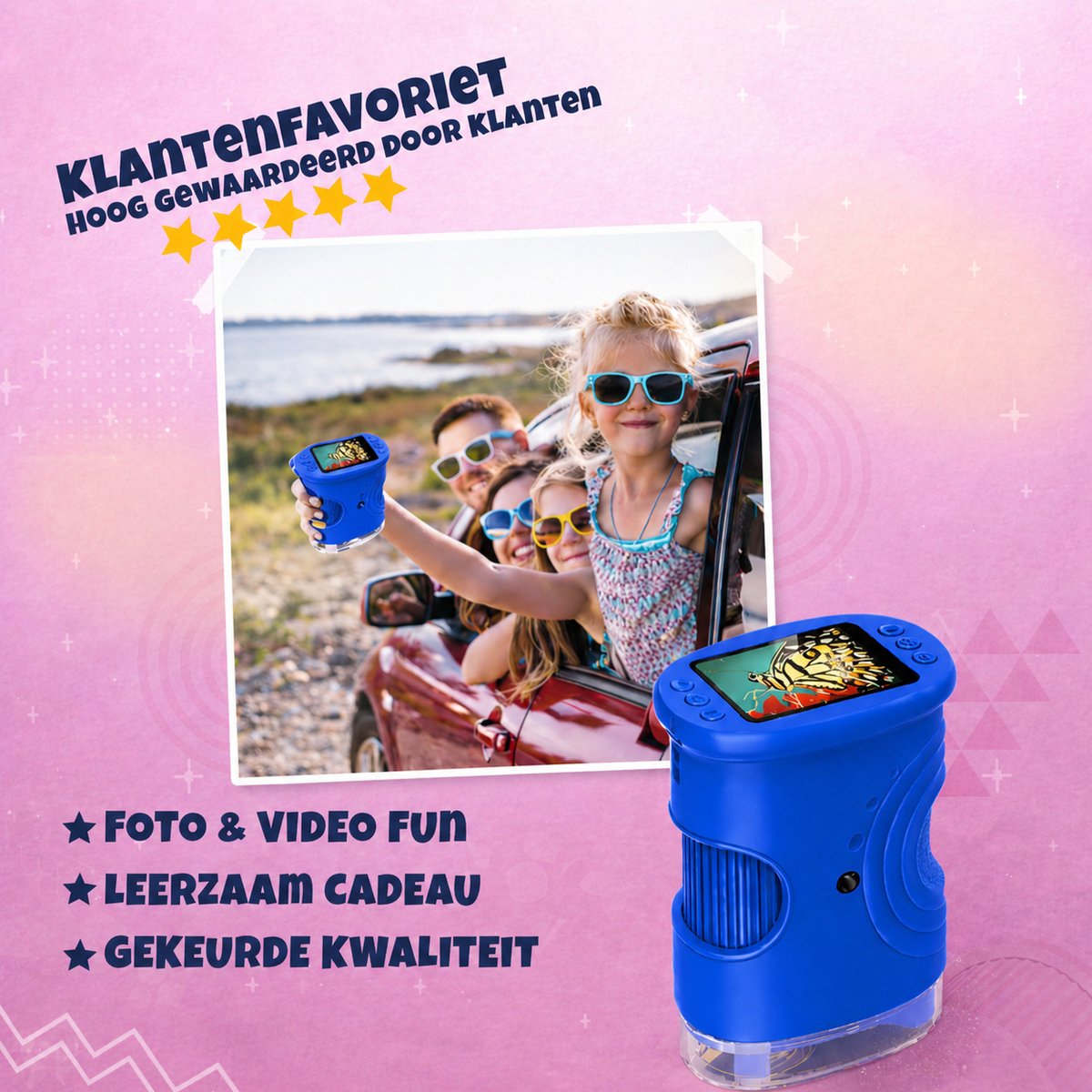 DUTCHPOWER Digitale Microscoop 1000x-4K-voor Kinderen – Draagbare Handmicroscoop met Foto & Video – STEM Educatief Speelgoed voor Ontdekken in Tuin en Natuur – Geschikt voor 4 t/m 12 jaar-Blauw — afbeelding 5