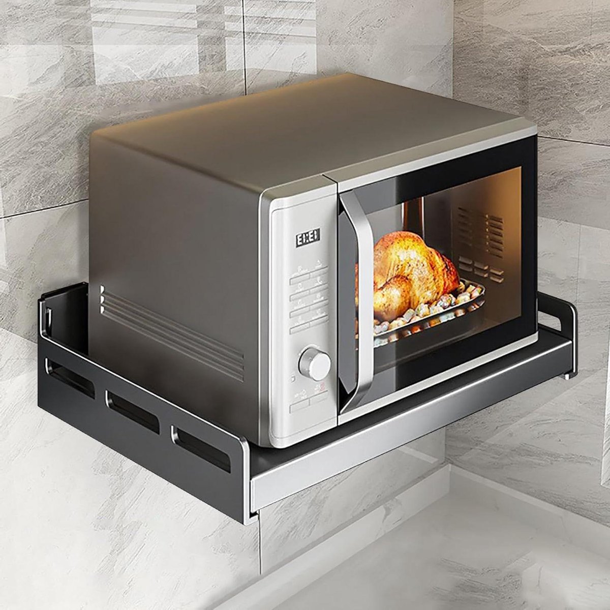 Keuken Wandplank - Opslag Rek - Magnetron Opbergen - Ruimtebesparend Ontwerp - 50 cm - Grijs