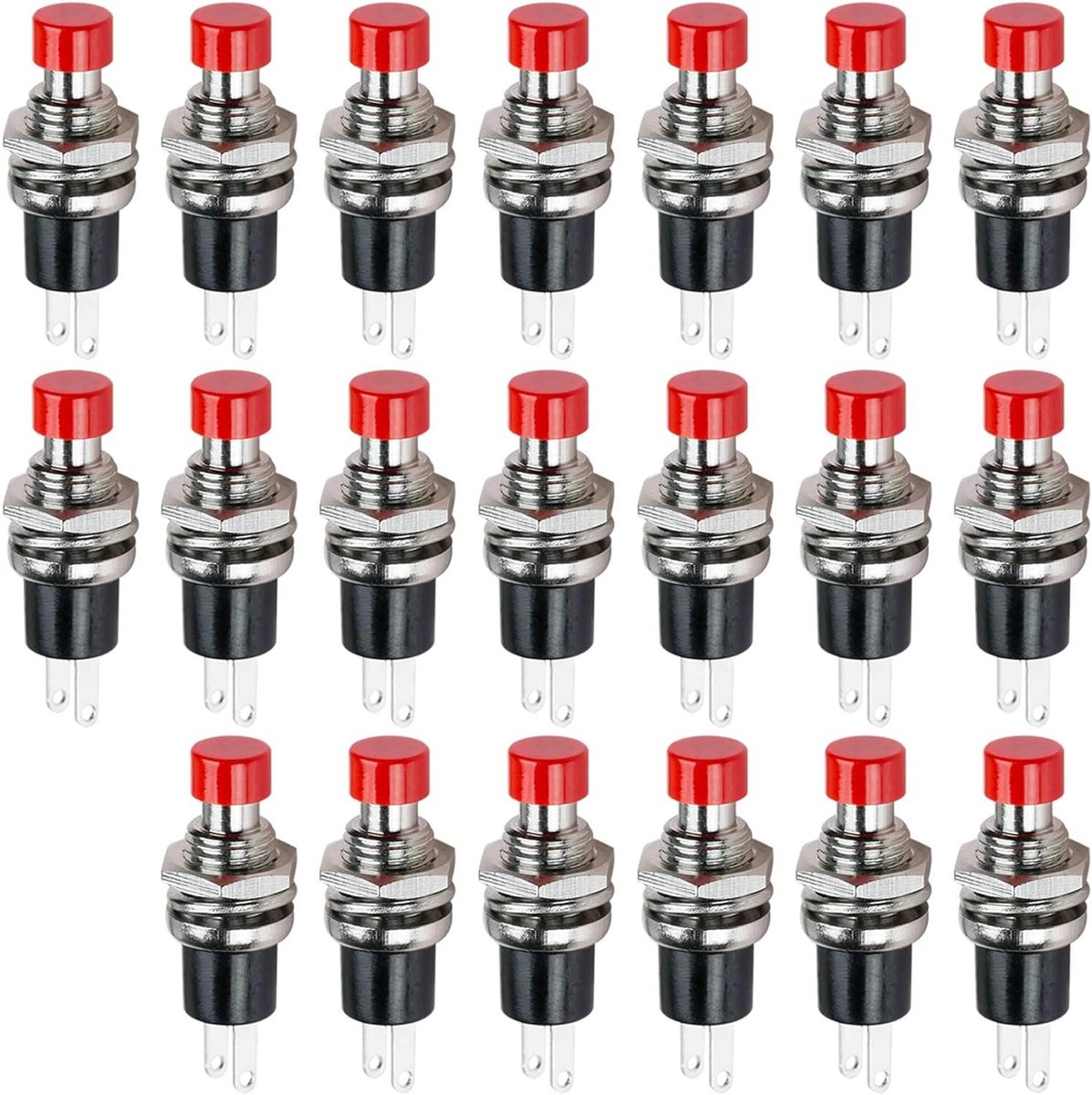 Drukknopschakelaars - Momentary Schakelaars - Elektrische Projecten - Normaal Open - 7 mm Gat - Rood