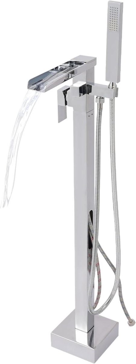 Vrijstaande Badkraan - Douchesysteem Bad - Comfortabel Douchen - 360 Graden Draaibaar - 88 cm Hoog - Zilverkleurig