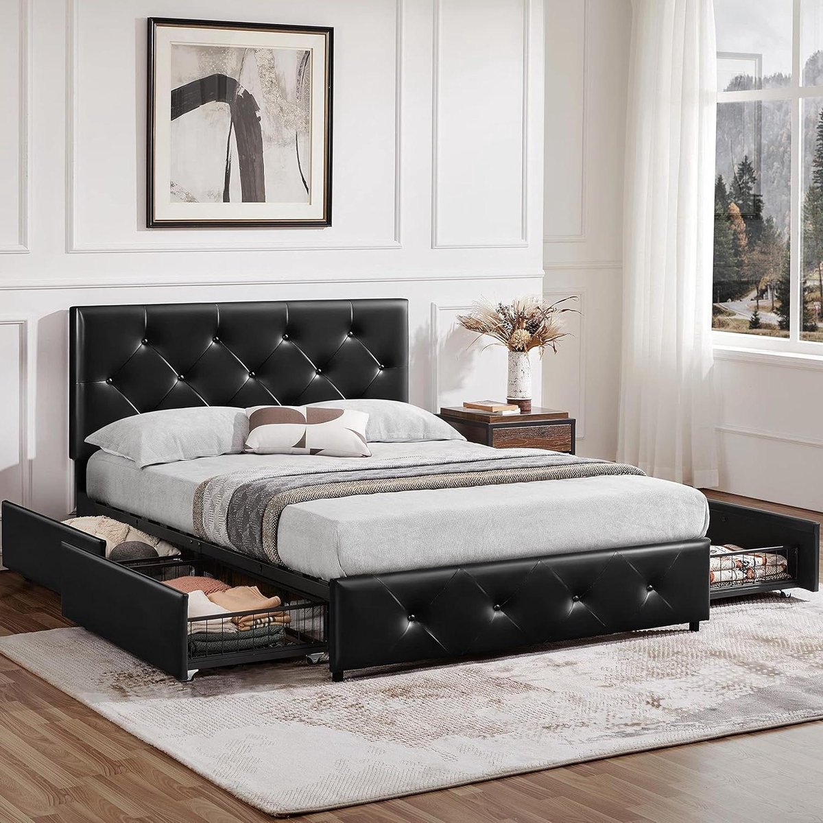 Gestoffeerd Bed - Tweepersoonsbed Frame - Slaapkamer Inrichten - Verstelbaar Hoofdeinde - 