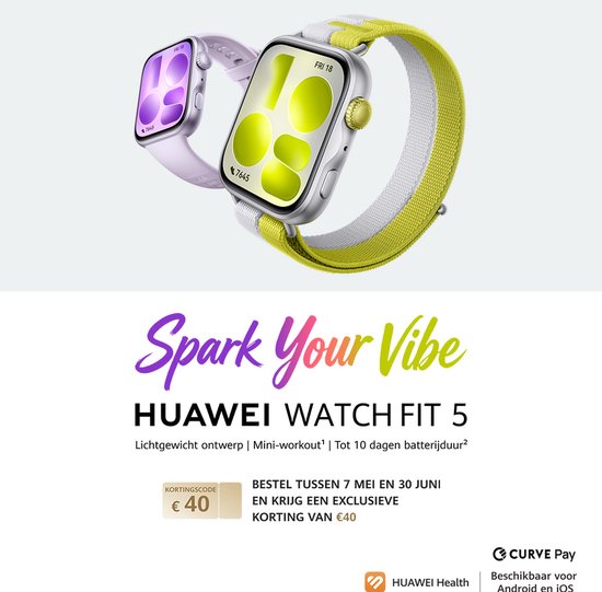 HUAWEI WATCH FIT 5 Wit Smartwatch - Premium ontwerp - Geavanceerde Buiten workoutmogelijkheden - Professioneel gezondheidsmonitoring met TruSense - Compatibel met iOS & Android