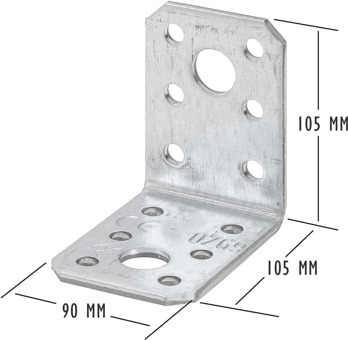 25 x Siwitec hoekbeugels van Sendzimir-verzinkt staal, 105 x 105 x 90 mm, weerbestendige houtverbinders, stalen hoekprofielen, hoekbeugels, 90-graden hoeken, constructiehoeken