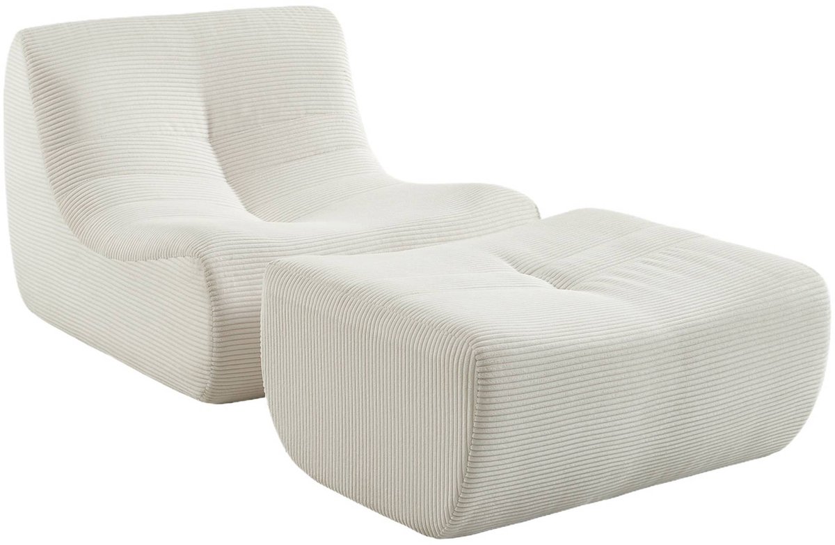 sweeek - 1-zits fauteuil met voetenbank corduroy - sokol