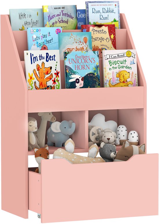 HOMCOM Boekenkast voor kinderen, opbergmeubel, sideboard voor woonkamer