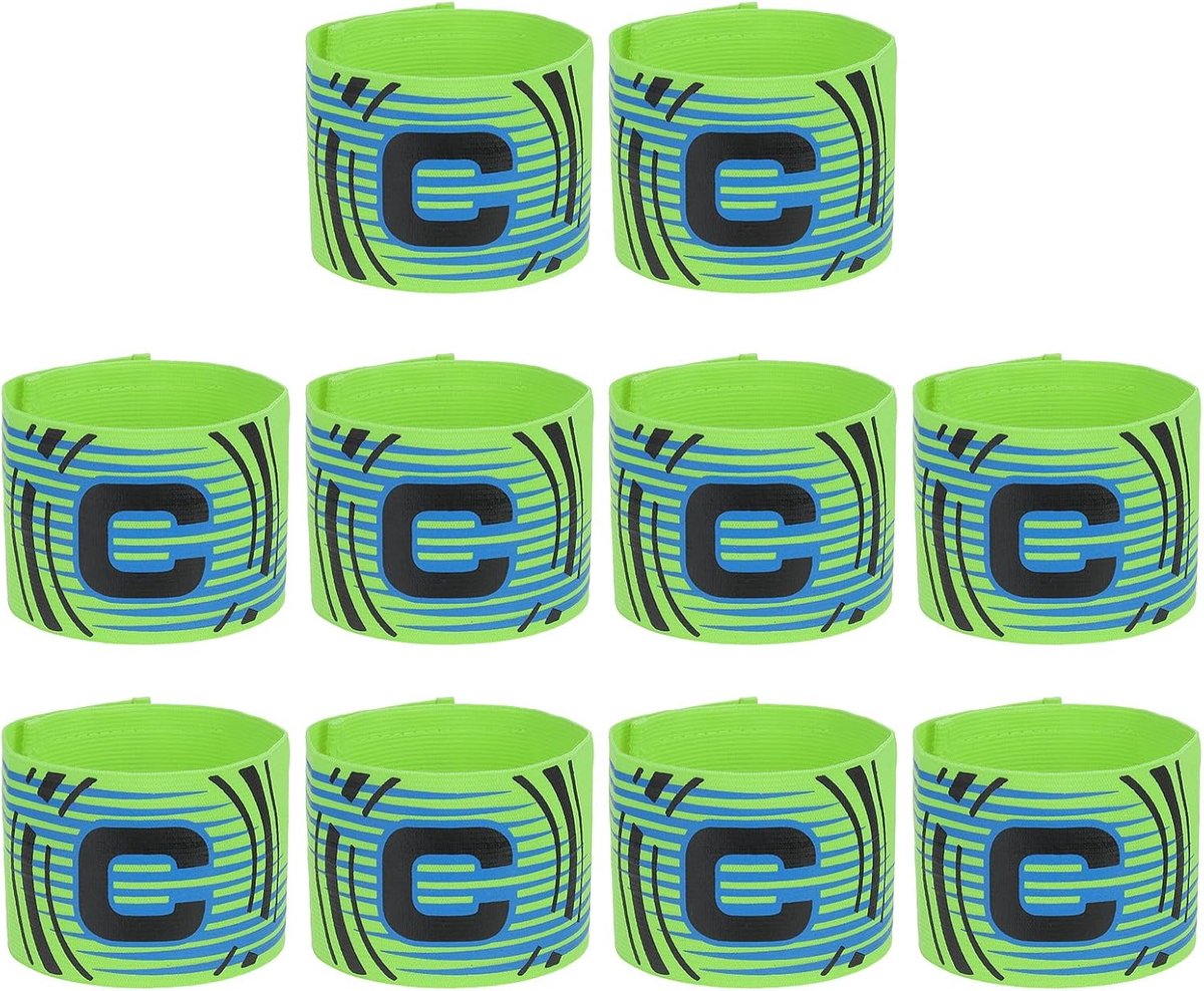 Football Captain Bracelet - 10Pcs Elastic Arm Band - Sportaccessoires voor Jeugd en Volwassenen - Fluorescent Green
