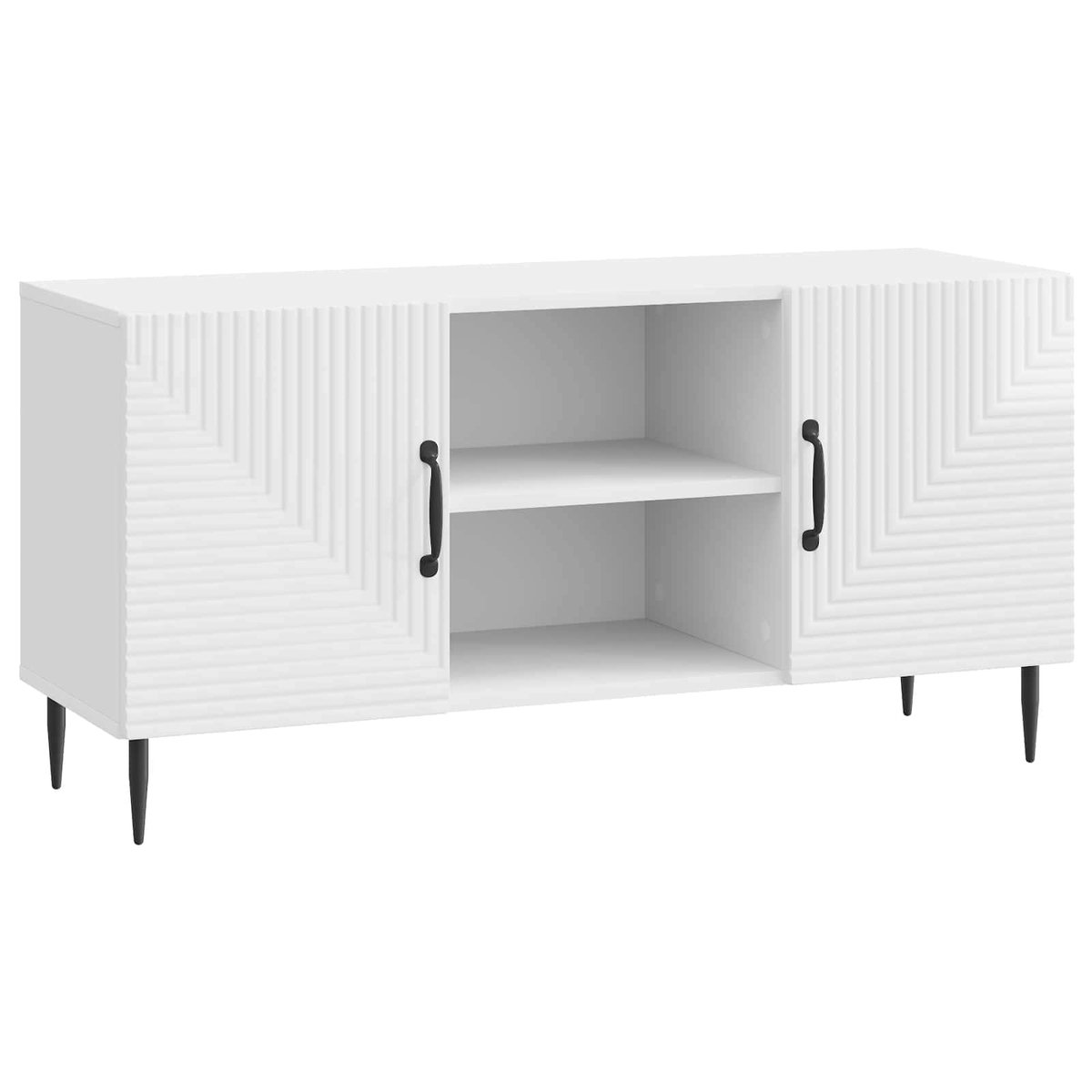 vidaXL - TV - Kast - Hoogglans - Wit - 102 - x - 34,5 - x - 50 - cm - Bewerkt - hout