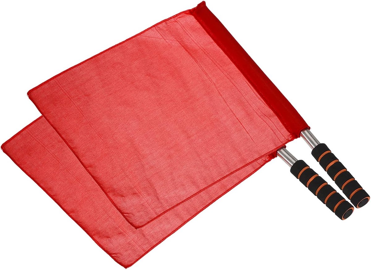Referee Flag - 2 Pack - Stainless Steel Pole - Sponge Handle - Voor Voetbal - Track en Field Sport - Linesman Command Hand Signaal - Rood