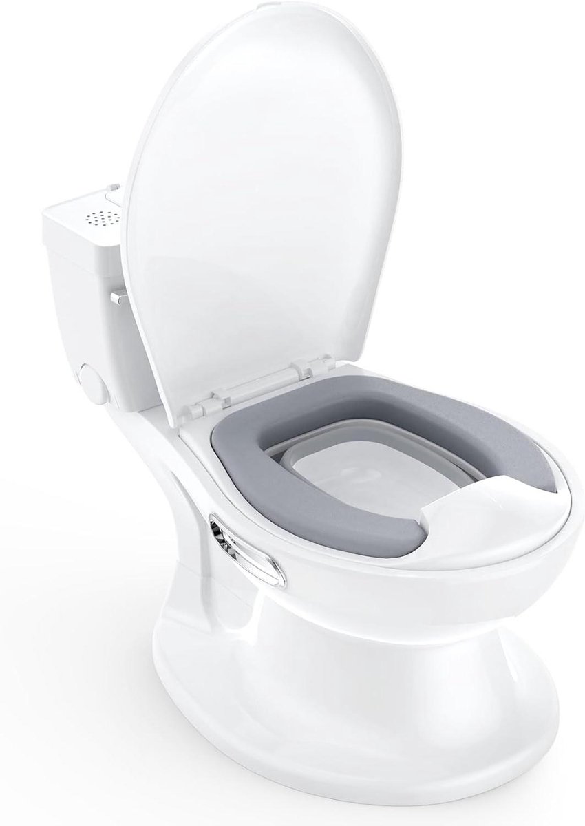 Potty Training Toilet - Peuter Potje - Zindelijkheidstraining Thuis - Realistisch Spoelgeluid - Tot 22kg - Wit