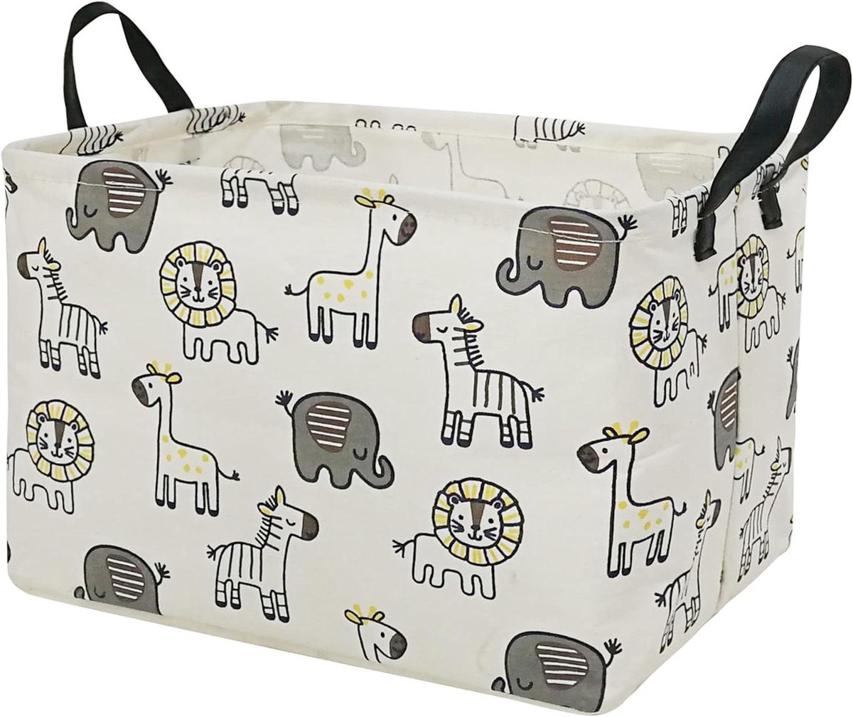 Opbergmand organizerbak - Wasmand speelgoeddoos - Thuis opruimen - Waterdichte voering - 378 x 105 x 23 cm - Geel Dier
