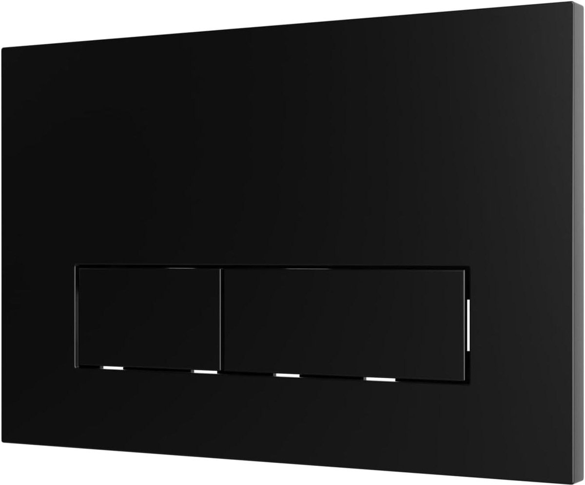 Drukplaat Zwart Mat - Bedieningsplaat Toilet - Spoeltechniek Bediening - Voor 2-volumespoeling - 212 x 141 mm - Mat Zwart