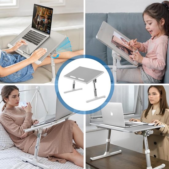 Vouwbare Computer Tafel - Draagbare Vouwtafel - Bedtafel in Hoogte en Hoek - Leesstandaard in Bed - Kleine Tafel voor Bank - Vloer - Werk - Studie - Lezen - Schrijven — afbeelding 2