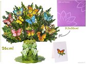 Popcards.nl megagrote pop-up kaart - Boeket Bloemen met Vlinders | Supergrote wenskaart 3D kaart