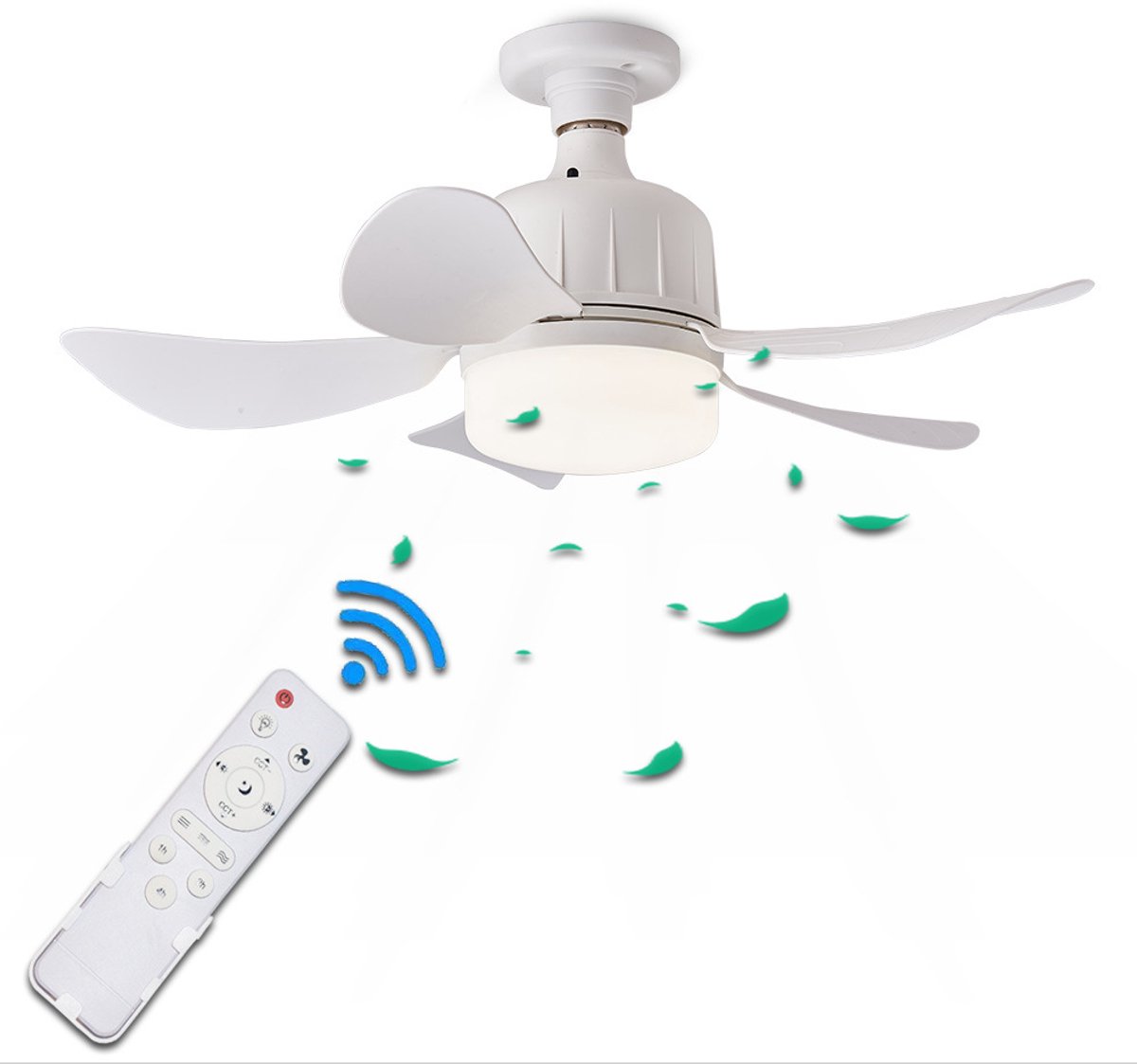 Plafondventilator met verlichting en afstandsbediening - 3 lichtstanden - Perfect voor thuis, restaurant en kantoor (Afmetingen: 120x115x180mm)