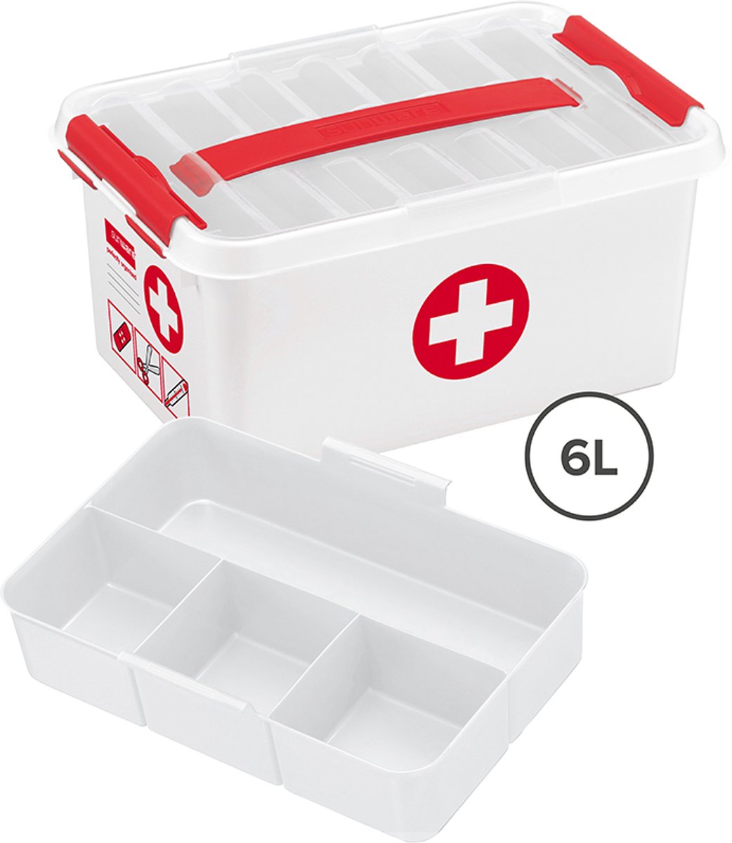 Bol.com Sunware Q-line EHBO opbergbox 6L met inzet - 30x20x14.5 cm - Zonder inhoud aanbieding
