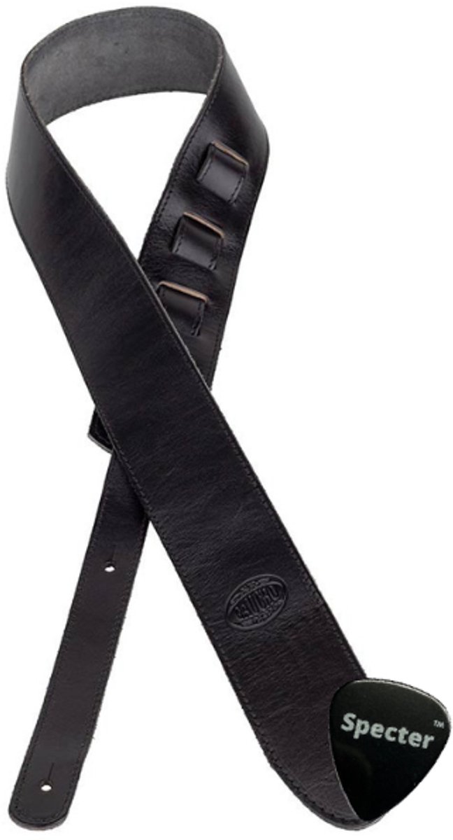 Gaucho GST-941 Gitaarband – Europees rundleer – 6 cm – Zwart – incl. Specter plectrum