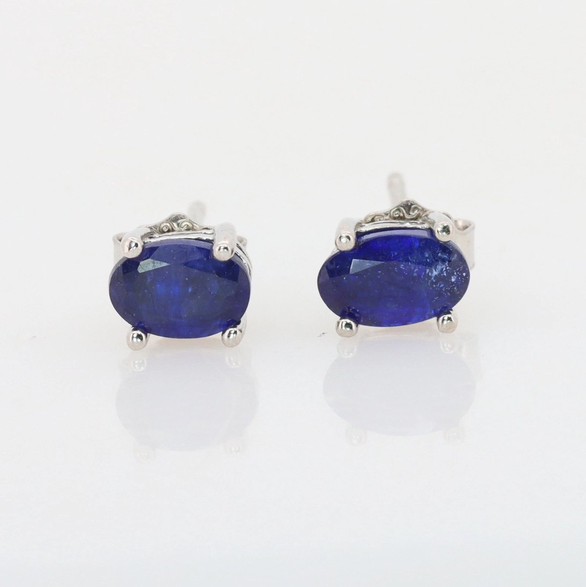 Gecertificeerde 925 Sterling Zilveren Oorbellen met Natuurlijke Blauwe Saffier - Dames Oorstekers