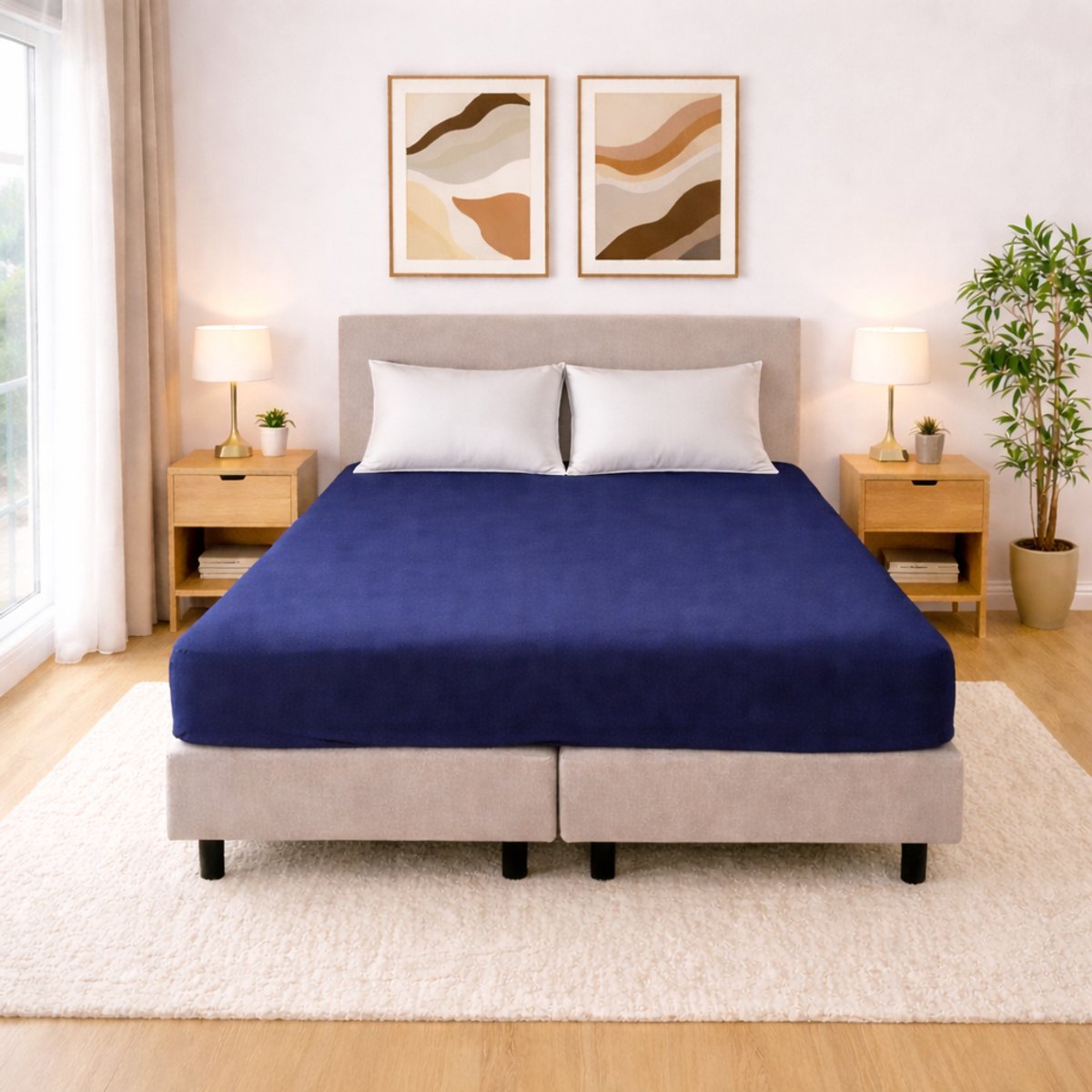 Polydaun hoeslaken - Jersey - donkerblauw - 70/80 x 200/220 cm