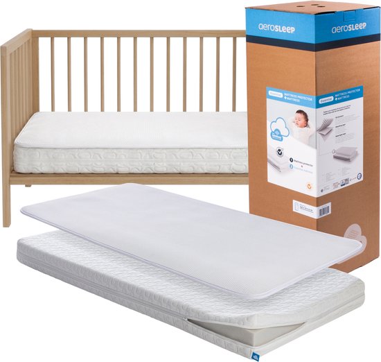 AeroSleep® Essential 2-in-1 matraspakket: Babymatras + 3D matrasbeschermer - 120 x 60 cm