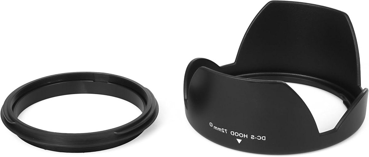 Omgekeerde Zonnekap - Tulip Lens Hood - Betere Foto Contrast - Omkeerbaar Bajonet Systeem - 72 mm - Mat Zwart