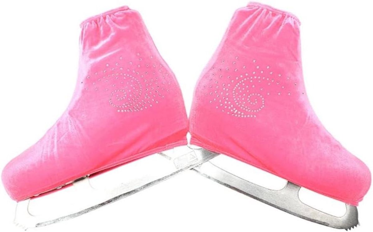 Schaats Covers - IJshockey Beschermers - Schaatsen Beschermen - Strass Decoratie - Maat S (28-32) - Roze