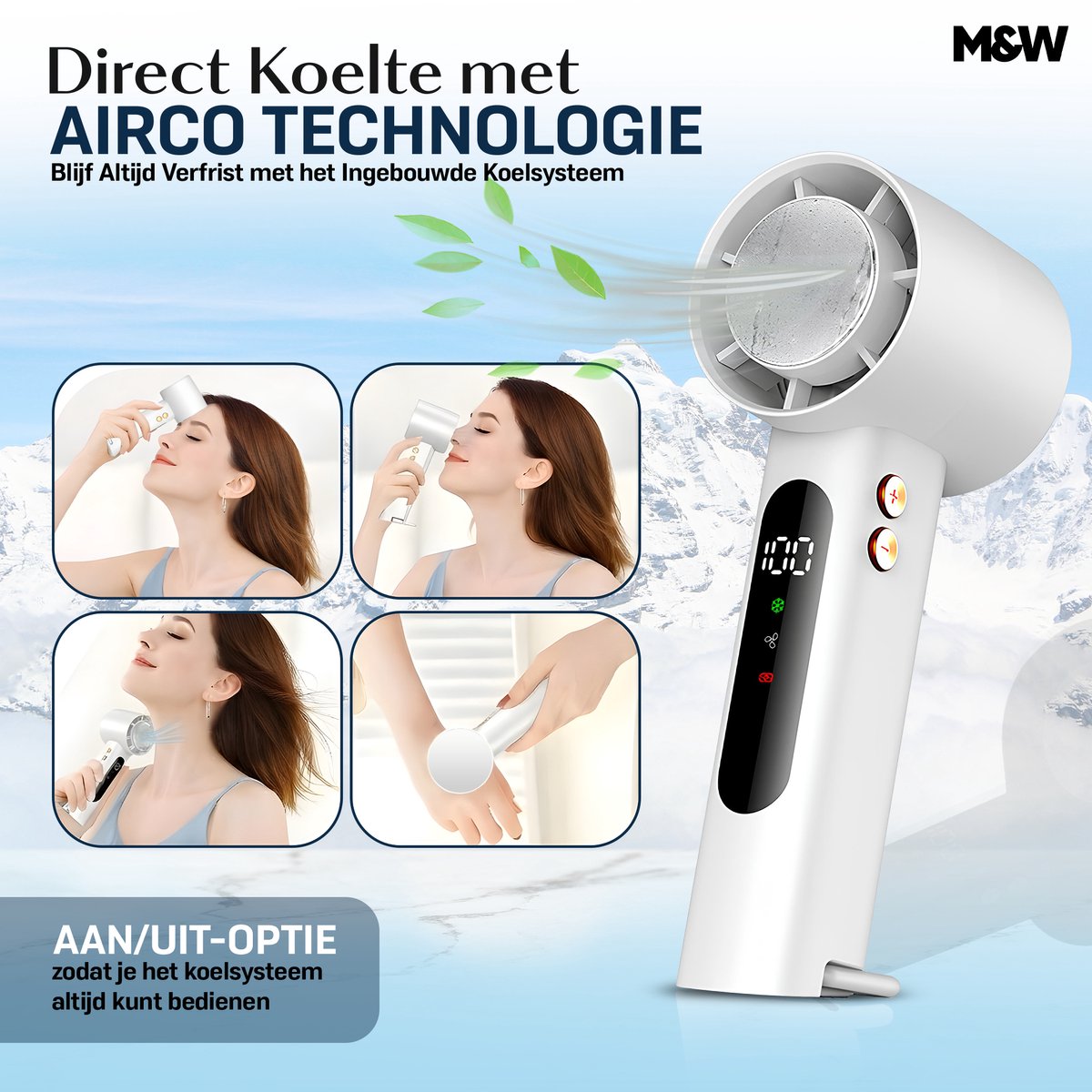 M&W® Mini Ventilator Draagbaar – Handventilator met IJs Koeling – Oplaadbaar USB (3000 mAh) – Stil & Krachtig – 3 Standen – Compacte Zakventilator voor Reizen, Festival, Kantoor & Thuis — afbeelding 8