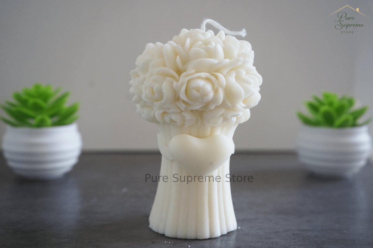 Decoratie kaars liefdesboeket | Handgemaakt | Valentijnsdag