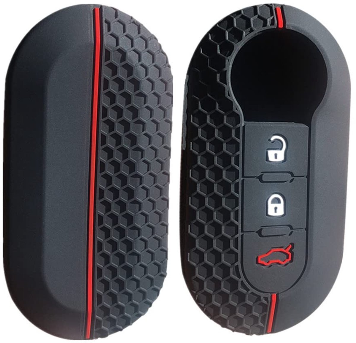 Store_7 - Happyit Siliconen Afstandsbediening Fob Autosleutel Beschermhoes - Flexibel en Wasbaar - Zwart en Rood - Geschikt voor Fiat en Lancia - H...