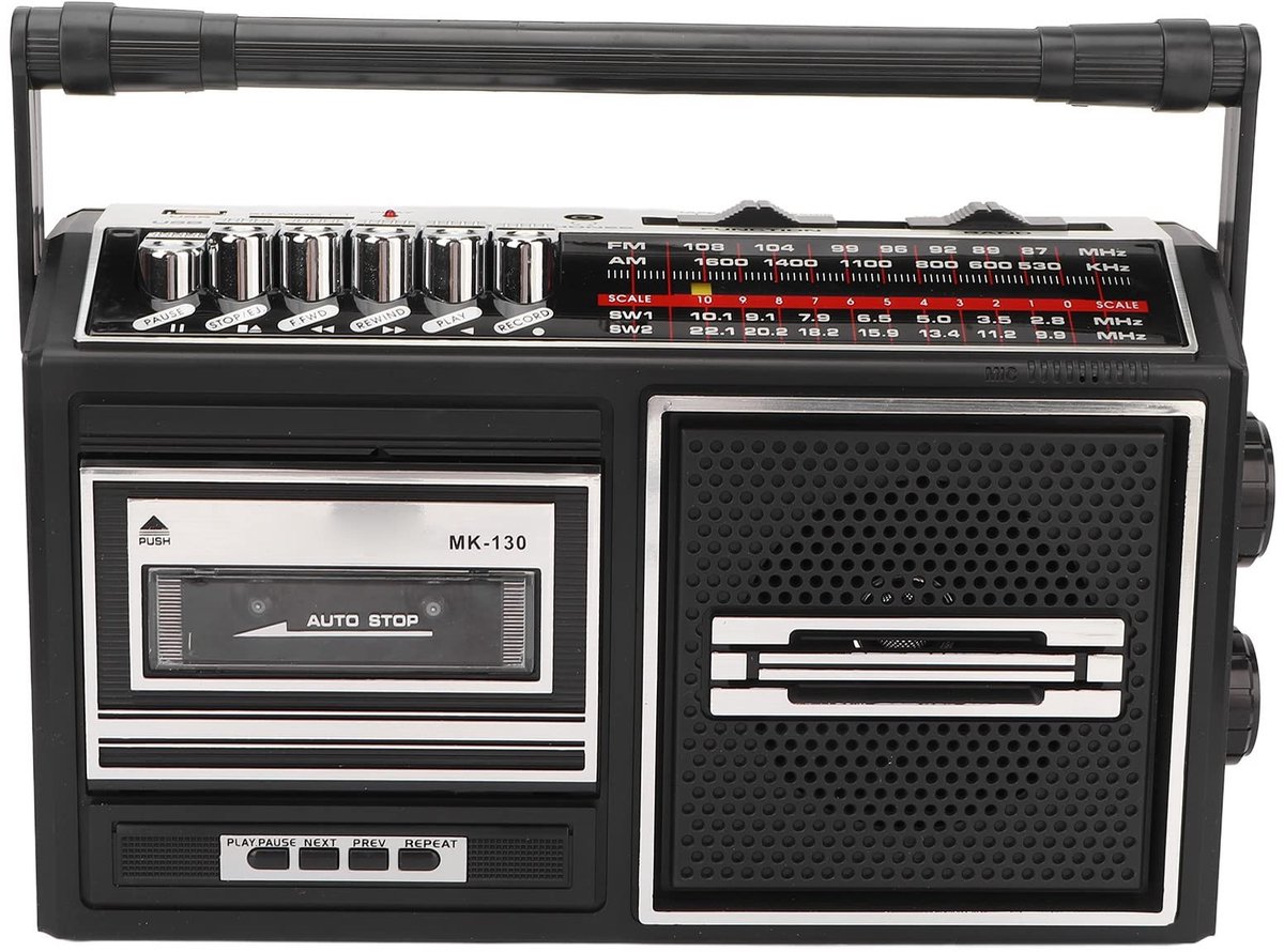 VT Goods - Draagbare cassetterecorder - Retro boombox met radio - USB en SD aansluiting - Zilver - Hoogwaardig geluid - Geschikt voor thuis en buiten