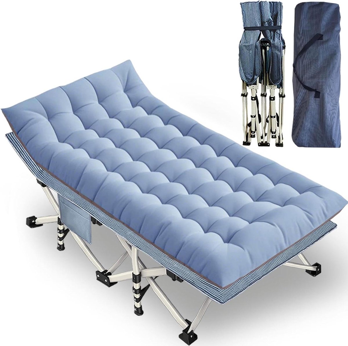 XXL Campingbed - Vouwbed Volwassenen - Comfortabel Slapen - Inclusief Matras - 201 x 81 cm - Grijs