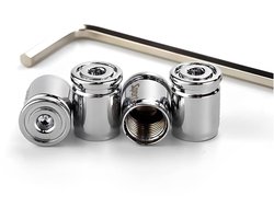 VT Goods - Diefstalbeveiliging - Bandventieldoppen - Universeel - Zilver - Roestvrijstalen - Geschikt voor Auto, SUV - 4 Stuks