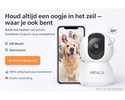 SNTIALS Slimme Huisdiercamera 1080p Full HD – Live Beeld via App | Bewegings- & Geluidsdetectie | Twee-weg Audio | Inclusief 32GB SD-kaart | Binnen Beveiligingscamera