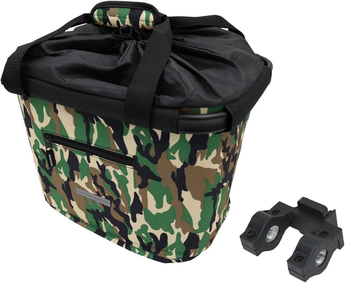 Fietsmand Stuur - Afneembare Mand - Winkelen Boodschappen - Quick-Clip Houder - 20 Liter - Camouflage