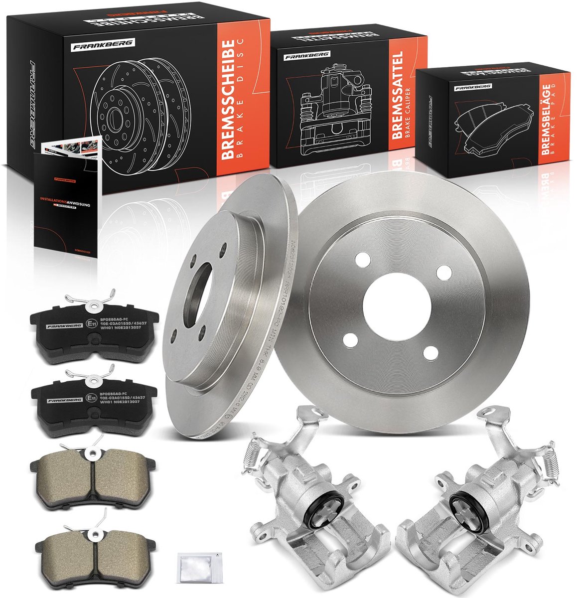 Frankberg 2x Remklauw+2x Remmen+4x Remblokken Achter voor FORD