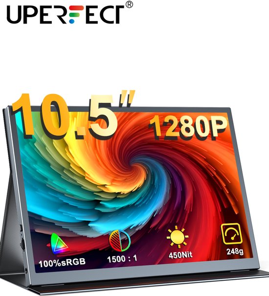 UPERFECT 10.5″ Draagbare Monitor 1920×1280 FHD+ IPS 3:2 400 Nits USB-C Mini HDMI VESA Mount