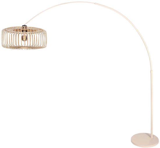 Lampe à arc Steinhauer Sparkled Light crème avec abat-jour en bambou Ø 60 cm - 4320CR