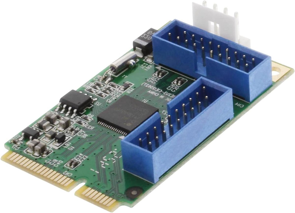 Mini PCI kaart - USB 3.0 uitbreiding - Computer uitbreiden - Vier poorten - 20 x 10 x 30 cm