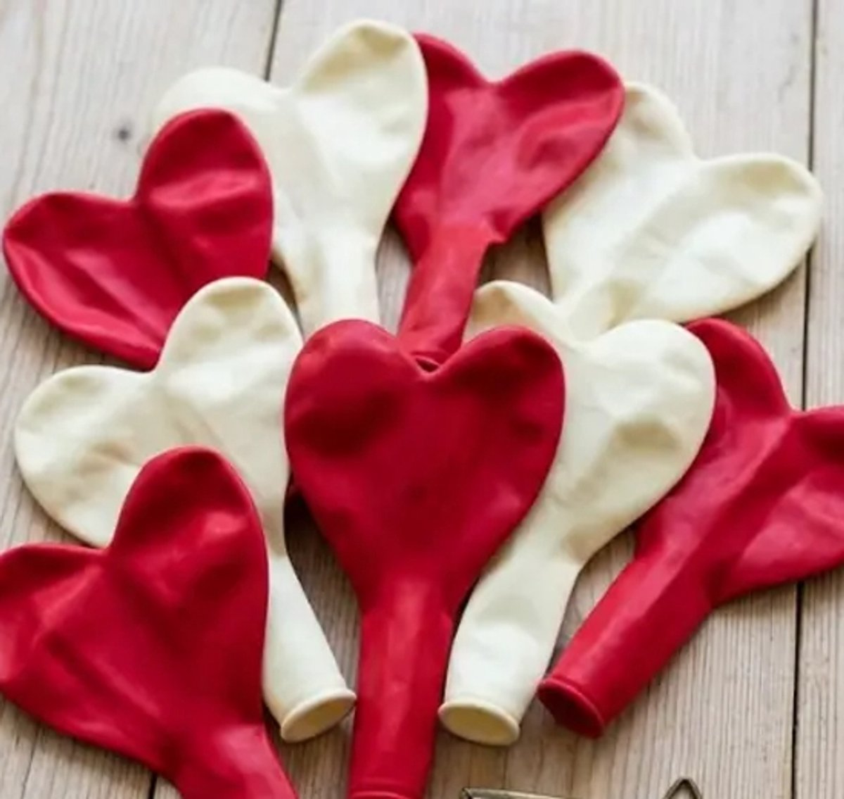 Diakakis Ballonnen Hartjes Latex Rood/wit 10 Stuks -28cm (bulk)