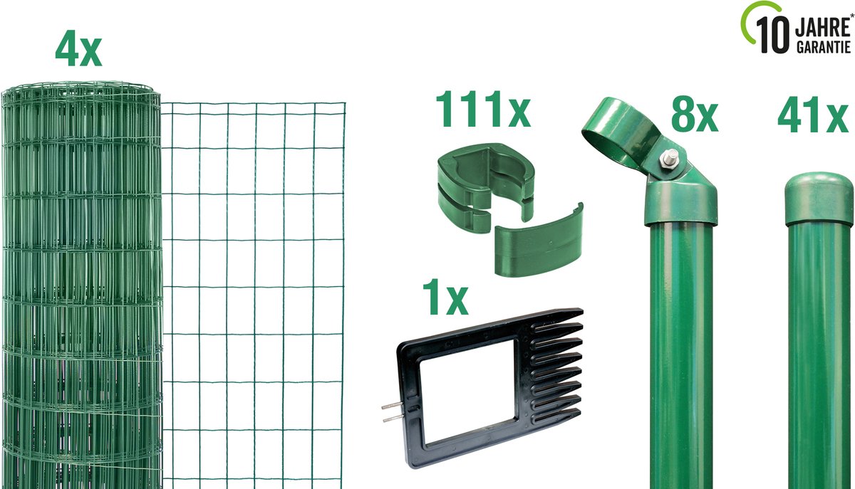 Alberts 693671 Fix-Clip Pro als complete afrasteringsset, voor plaatsing in beton met kniekussen | verschillende lengtes en hoogtes - verkrijgbaar in verschillende kleuren | antraciet | hoogte 153 cm | lengte 25 m