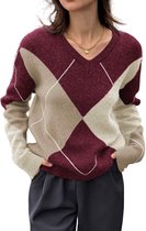 Gebreide Trui - Dames - V Hals - Oversized - Wol Look