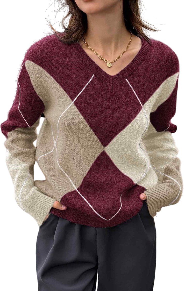 Gebreide Trui - Dames - V Hals - Oversized