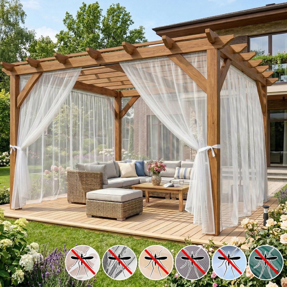 MUPOO DIY Vliegengordijn & Anti-Buite Muggengordijn kant en klaar-tegen Insecten-Op Maat te Knippen-Fijnmazig vitrages kant en klaar -Luchtig- Klamboe voor pergola Terras, Deur - Wit - 160x213 cm-2 stucks