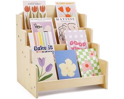 Kaartenrek 4 lagen van hout - Display standaard voor ansichtkaarten, foto's, stickers en brochures - Houder voor winkel en thuisgebruik