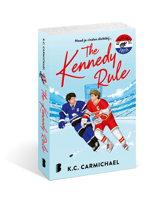Het boek "The Kennedy Rule" met op de voorkant twee ijshockeyers in actie. "The Kennedy Rule" staat ook op de zijkant.