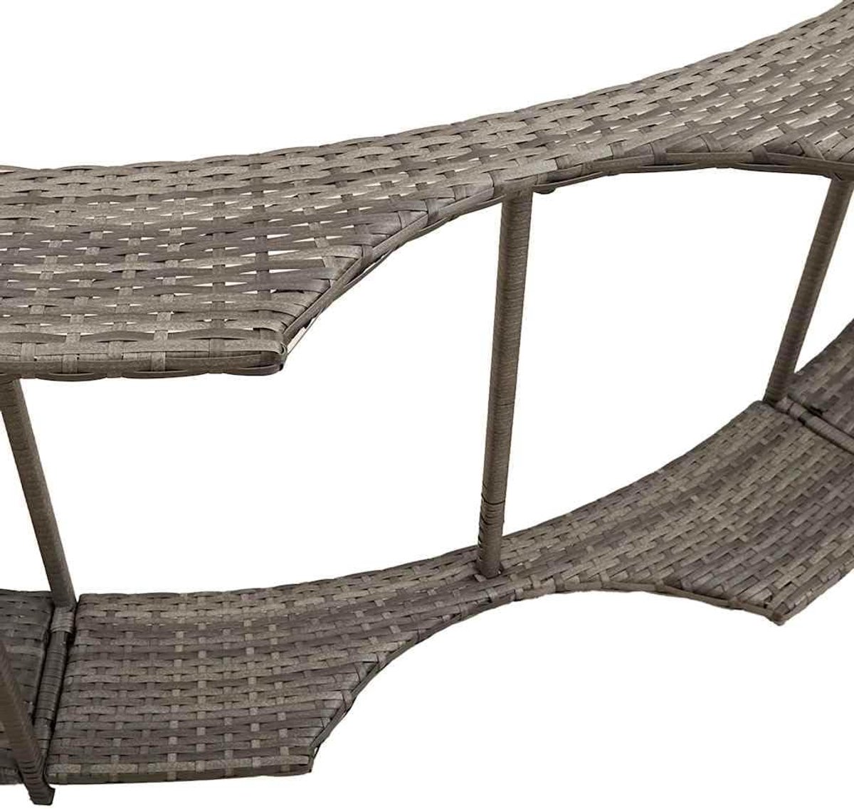 Whirlpool ombouw hot tub surround rond 243 cm – Luxe spa omranding met opbergruimte & houten instaptrap – Poly rattan jacuzzi afwerking outdoor weerbestendig – Grijs – ABTkantoor